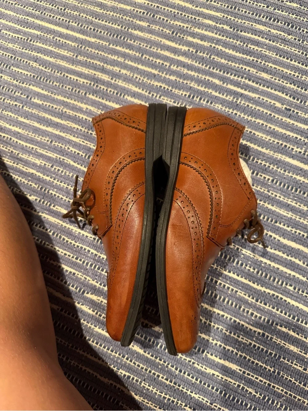 Florsheim Cognac Leather Wingtip Derby Oxfords for little kids